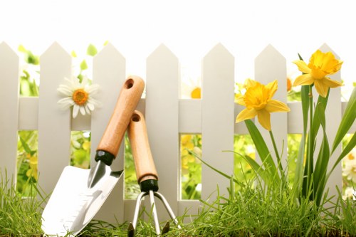 Seasonal lawn care work in a North End yard